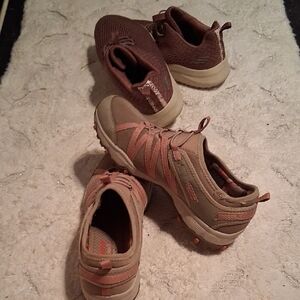 Skechers Tan and Coral Sneakers